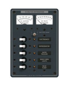 Blue Sea 8081 DC 5 Position Toggle Branch Circuit Breaker Panel - White Switches