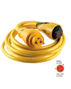 Marinco CS30-25 EEL 30A 125V Shore Power Cordset - 25' - Yellow