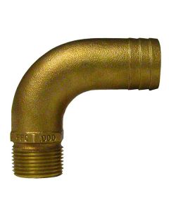 GROCO 3/4" NPT x 1" ID Bronze Full Flow 90° Elbow Pipe to Hose Fitting