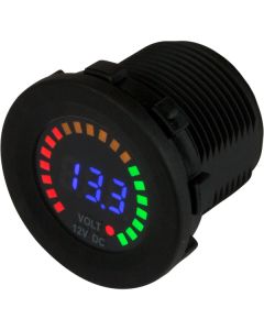 Sea-Dog Round Voltage Meter DC - 5V-15V w/Rainbow Dial