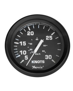 Faria Euro Black 4" Speedometer - 30 Knot (Pitot)