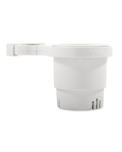 Camco Clamp-On Rail Mounted Cup Holder - Small for Up to 1-1/4" Rail - White