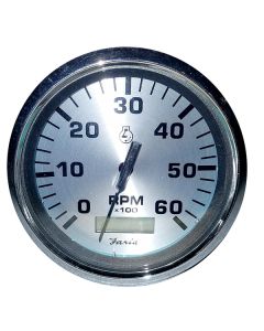 Faria Spun Silver 4" Tachometer w/Hourmeter (6000 RPM) (Gas Inboard)