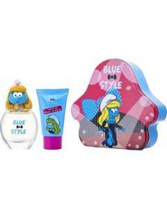 Smurfs 3d Smurfette Edt Spray 1.7 Oz & Shower Gel 2.5 Oz & Metal Lunch Box (blue & Style) For Women