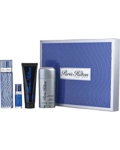 Paris Hilton Man Edt Spray 3.4 Oz & Hair And Body Wash 3 Oz & Deodorant Stick Alcohol Free 2.75 Oz & Edt Spray 0.34 Oz Mini For Men