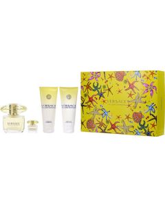 Versace Yellow Diamond Edt Spray 3 Oz & Body Lotion 3.4 Oz & Shower Gel 3.4 Oz & Edt 0.17 Oz Mini For Women