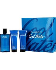 Cool Water Edt Spray 4.2 Oz & Aftershave Balm 2.5 Oz & Shower Gel 2.5 Oz For Men