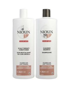 Nioxin System 3 Scalp Therapy Conditioner And Cleanser Shampoo For Colored Hair With Light Thinning Liter Duo For Unisex