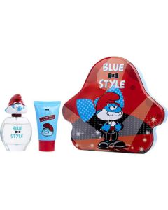 Smurfs 3d Papa Smurf Edt Spray 1.7 Oz & Shower Gel 2.5 Oz & Metal Lunch Box (blue & Style) For Unisex