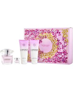 Versace Bright Crystal Edt Spray 3 Oz & Body Lotion 3.4 Oz & Shower Gel 3.4 Oz & Edt 0.17 Oz Mini For Women