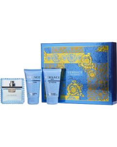 Versace Man Eau Fraiche Edt Spray 1.7 Oz & Aftershave Balm 1.7 Oz & Shower Gel 1.7 Oz For Men