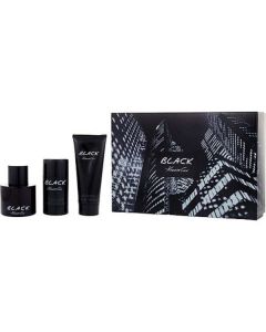 Kenneth Cole Black Edt Spray 3.4 Oz & Aftershave Balm 3.4 Oz & Deodorant Stick Alcohol Free 2.6 Oz For Men