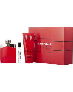 Mont Blanc Legend Red Eau De Parfum Spray 3.3 Oz & Shower Gel 3.3 Oz & Eau De Parfum Spray 0.25 Oz For Men