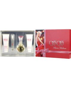 Paris Hilton Can Can Eau De Parfum Spray 3.4 Oz & Body Lotion 3 Oz & Shower Gel 3 Oz & Eau De Parfum Spray 0.34 Oz Mini For Women