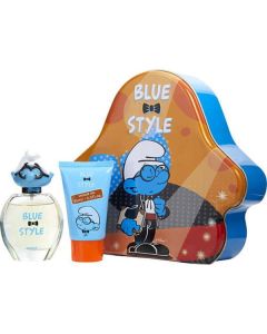 Smurfs 3d Brainy Edt Spray 1.7 Oz & Shower Gel 2.5 Oz & Metal Lunch Box (blue & Style) For Unisex