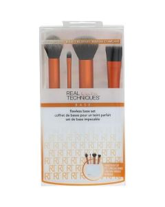 Real Techniques Flawless Base Set: Contour Brush + Detailer Brush + Buffing Brush + Square Foundation Brush + Brush Cup --5pcs For Women