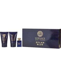 Versace Dylan Blue Edt 0.17 Oz Mini & Shower Gel 0.8 Oz & Aftershave Balm 0.8 Oz For Men