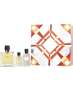 Terre D'hermes Parfum Spray 2.5 Oz & Aftershave Lotion 1.35 Oz & Parfum Spray 0.42 Oz Mini For Men