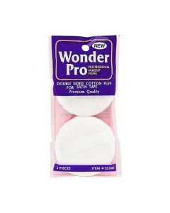 Wonder Pro Double Sided Cotton Puff With Satin Tape --2ct For Women