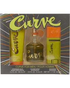 Curve Cologne Spray 2.5 Oz & Aftershave Balm 3.4 Oz & Deodorant Stick 1.7 Oz For Men