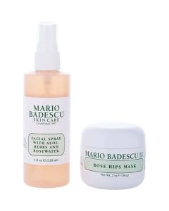 Mario Badescu Rose Mask & Mist Duo Set: Facial Spray With Aloe, Herbs And Rosewater 4oz + Rose Hips Mask 2oz  --2pcs For Women