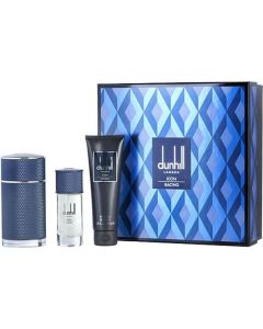 Dunhill Icon Racing Blue Eau De Parfum Spray 3.4 Oz & Eau De Parfum Spray 1 Oz & Shower Gel 3 Oz For Men