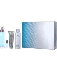 Perry Ellis 360 Edt Spray 3.4 Oz & Shower Gel 3 Oz & Deodorant Body Spray 6 Oz & Edt Spray 0.25 Oz Mini For Men