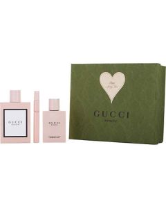 Gucci Bloom Eau De Parfum Spray 3.3 Oz & Body Lotion 3.4 Oz & Eau De Parfum Spray 0.34 Oz Mini For Women