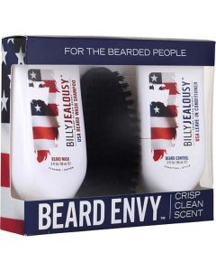 Billy Jealousy Beard Envy Kit Crisp Clean Scent: Usa Beard Wash Shampoo + Usa Beard Control Conditioner + Reinforced Boar Bristle Brush --2x88ml/3oz + Brush For Men