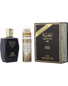 Lattafa Raghba Man Eau De Parfum Spray 3.4 Oz & Deodorant Spray 1.6 Oz For Men