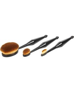 Qentissi Make Up Oval Brush Set: Small Straight Shaped Brush + Medium Oval Shaped Brush + Large Oval Shaped Brush -- 3pcs For Women