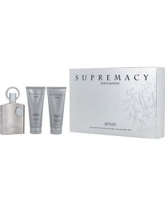 Afnan Supremacy Silver Eau De Parfum Spray 3.4 Oz & Aftershave Balm 3.4 Oz & Shower Gel 3.4 Oz For Men