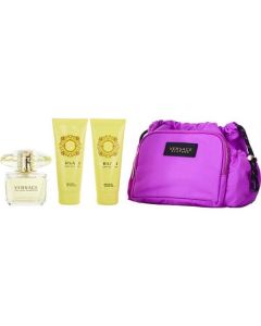 Versace Yellow Diamond Edt Spray 3 Oz & Body Lotion 3.4 Oz & Shower Gel 3.4 Oz & Makeup Case For Women