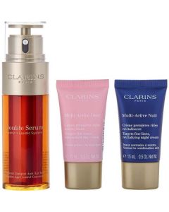 Clarins Double Serum 50ml + Multi-active Day Cream Ast 15ml + Multi-active Night Cream N/c 15ml + Double Serum Eye Sachet 0.9ml --4pcs For Women