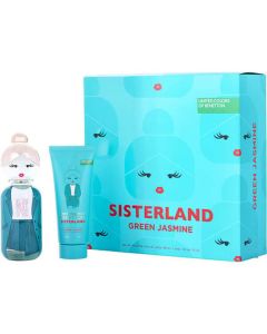 Benetton Sisterland Green Jasmine Edt Spray 2.7 Oz & Body Milk 2.5 Oz For Women