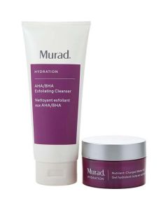 Murad Smooth + Replenish Set: Aha/bha Cleanser 200ml + Nutrient Charged Water Gel 50ml --2pcs For Women