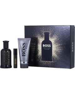 Boss Bottled Parfum Spray 3.3 Oz & Shower Gel 3.3 Oz & Parfum Spray 0.3 Oz Mini For Men