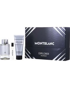 Mont Blanc Explorer Platinum Eau De Parfum Spray 3.3 Oz & Shower Gel 3.3 Oz & Eau De Parfum Spray 0.25 Oz Mini For Men