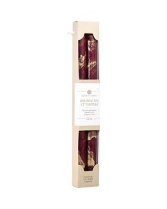 Bordeaux With Gold 12" Decorative Tapers (2 Pack) For Unisex