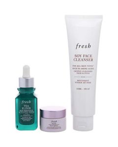 Fresh Hydration Boost Trio Set: Soy Cleanser 150ml + Tea Elixir 30ml + Rose Face Cream 15ml --3pcs For Women