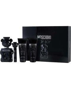 Moschino Toy Boy Eau De Parfum Spray 3.4 Oz & Aftershave Balm 3.3 Oz & Shower Gel 3.4 Oz & Eau De Parfum Spray 0.33 Oz For Men