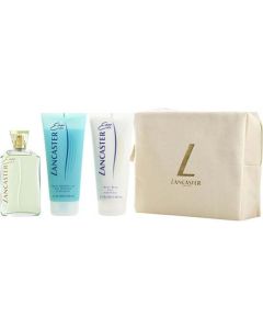 Eau De Lancaster Edt Spray 4.2 Oz & Body Milk 6.8 Oz & Shower Gel 6.8 Oz & Tote For Unisex