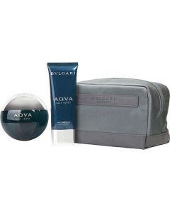 Bvlgari Aqua Edt Spray 3.4 Oz & Aftershave Balm 3.4 Oz & Pouch For Men