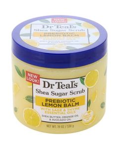 Dr. Teal's Shea Sugar Scrub - Prebiotic Lemon Balm With Sage & Thyme Essential Oils --538g/19oz For Unisex