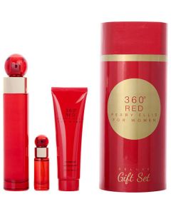 Perry Ellis 360 Red Eau De Parfum Spray 3.4 Oz & Shower Gel 3 Oz & Eau De Parfum Spray 0.25 Oz Mini For Women