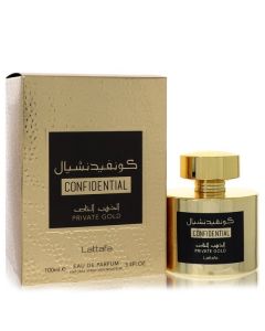 Lattafa Confidential Private Gold by Lattafa Eau De Parfum Spray (Unisex) 3.4 oz for Men