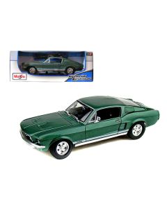 1967 Ford Mustang GTA Fastback Green Metallic with White Stripes 1/18 Diecast Model Car by Maisto