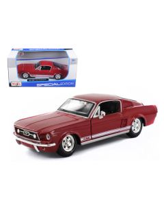 1967 Ford Mustang GT Red with White Stripes 1/24 Diecast Model Car by Maisto