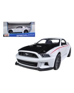 2014 Ford Mustang "Street Racer" White with Black Hood "Special Edition" Series 1/24 Diecast Model Car by Maisto