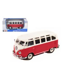 Volkswagen Van Samba Bus Red and White 1/25 Diecast Model by Maisto